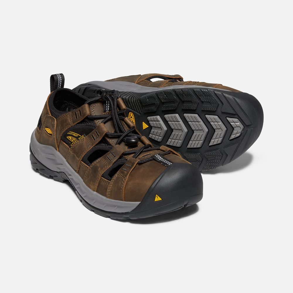 Pantofi Keen Romania Barbati Negrii Maro Atlanta Ii Cooler+ (Steel Toe) 5206-ZKPLU